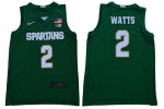 Men Mark Watts Michigan State Spartans #2 Nike NCAA Green Authentic College Stitched Basketball Jersey MP50T70GA